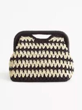Abercrombie Black & Cream Straw Clutch | NWT | Woven Summer Bag